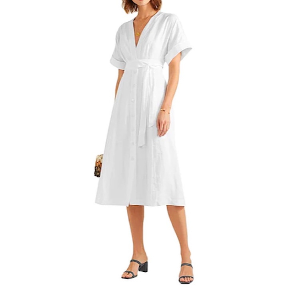 Equipment Nauman Linen Button Front MIDI Dress